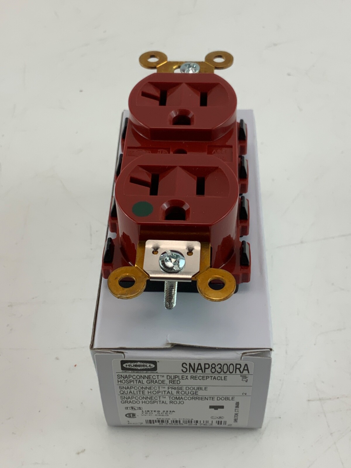 New Hubbell SNAP8300RA 20amp 125v 3-Wire Red Duplex Receptacle