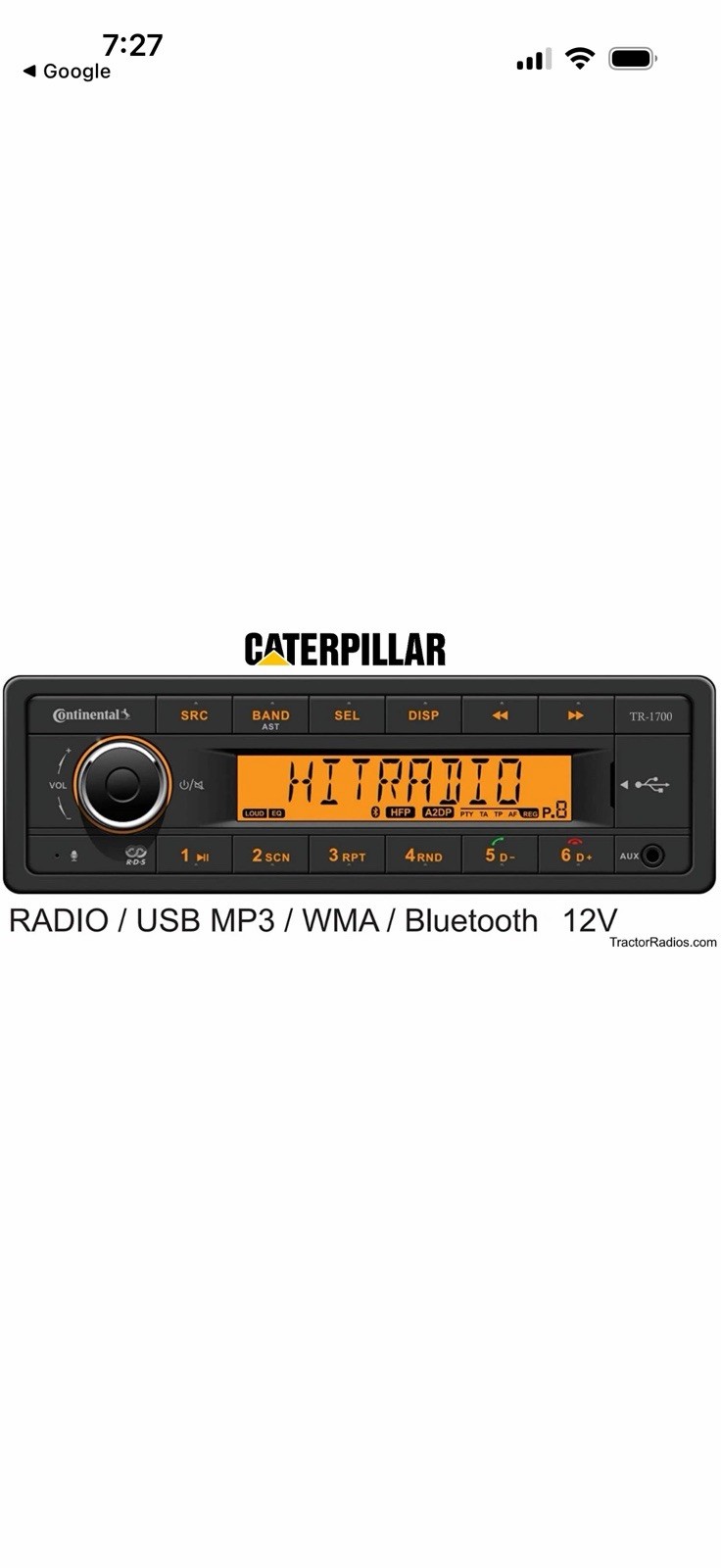 Caterpillar Direct Connect Plug & Play Tractor Radio Bluetooth Cat Dozer Loader