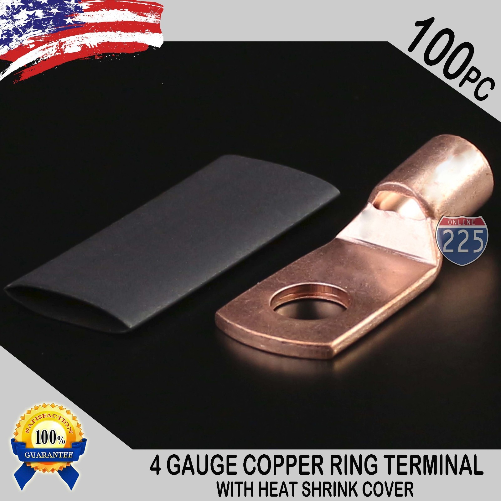 100 PCS 4 AWG 4 GA Copper Ring Terminal Heat Shrink 5/16 100 PCS 4 AWG 4 GA Copper Ring Terminal Heat Shrink 5/16