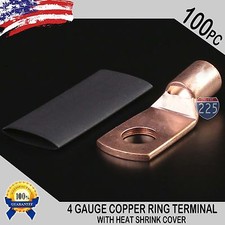 100 PCS 4 AWG 4 GA Copper Ring Terminal Heat Shrink 5/16