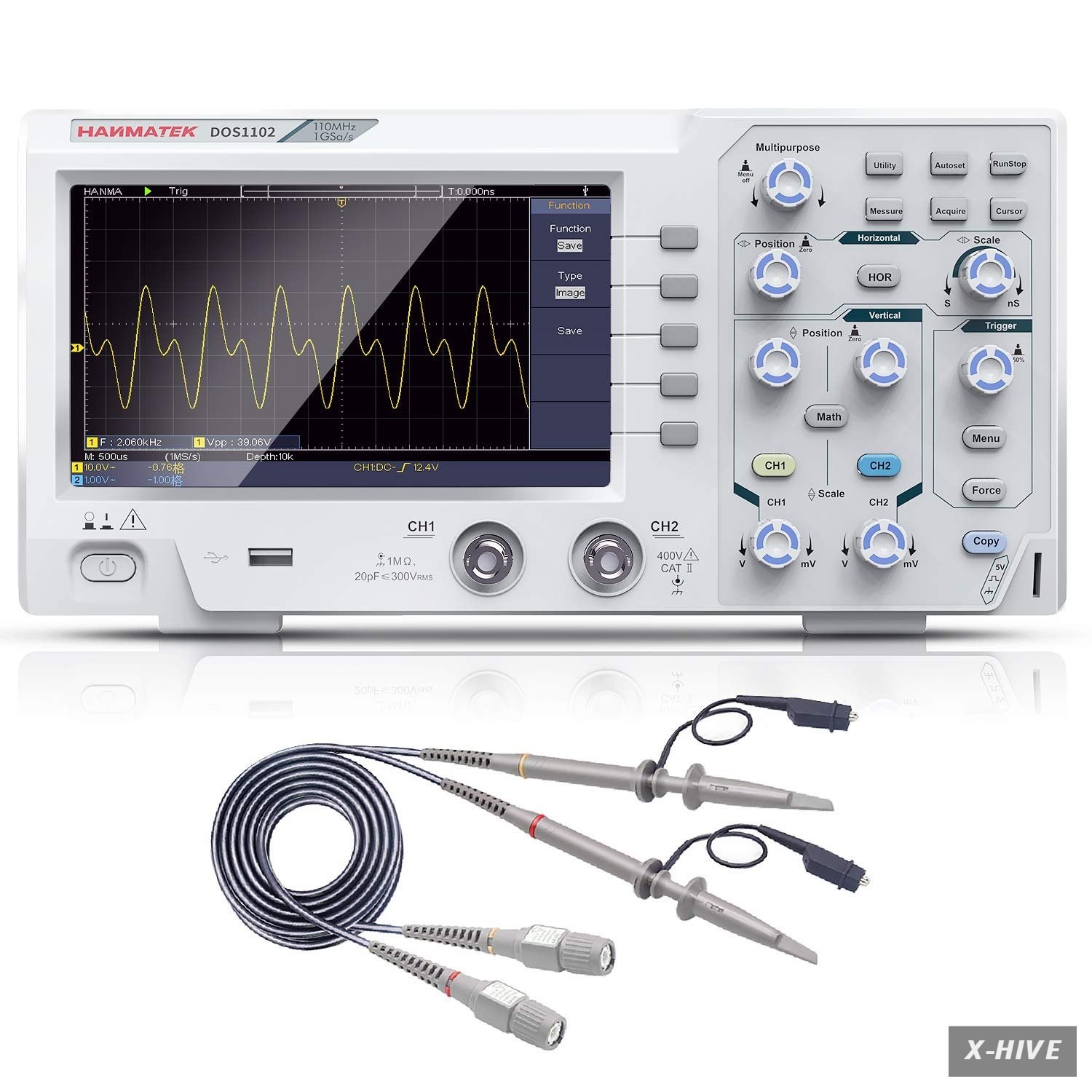 Oscilloscopes 7 inches HANMATEK 110mhz Bandwidth DOS1102 Digital Oscilloscope 2