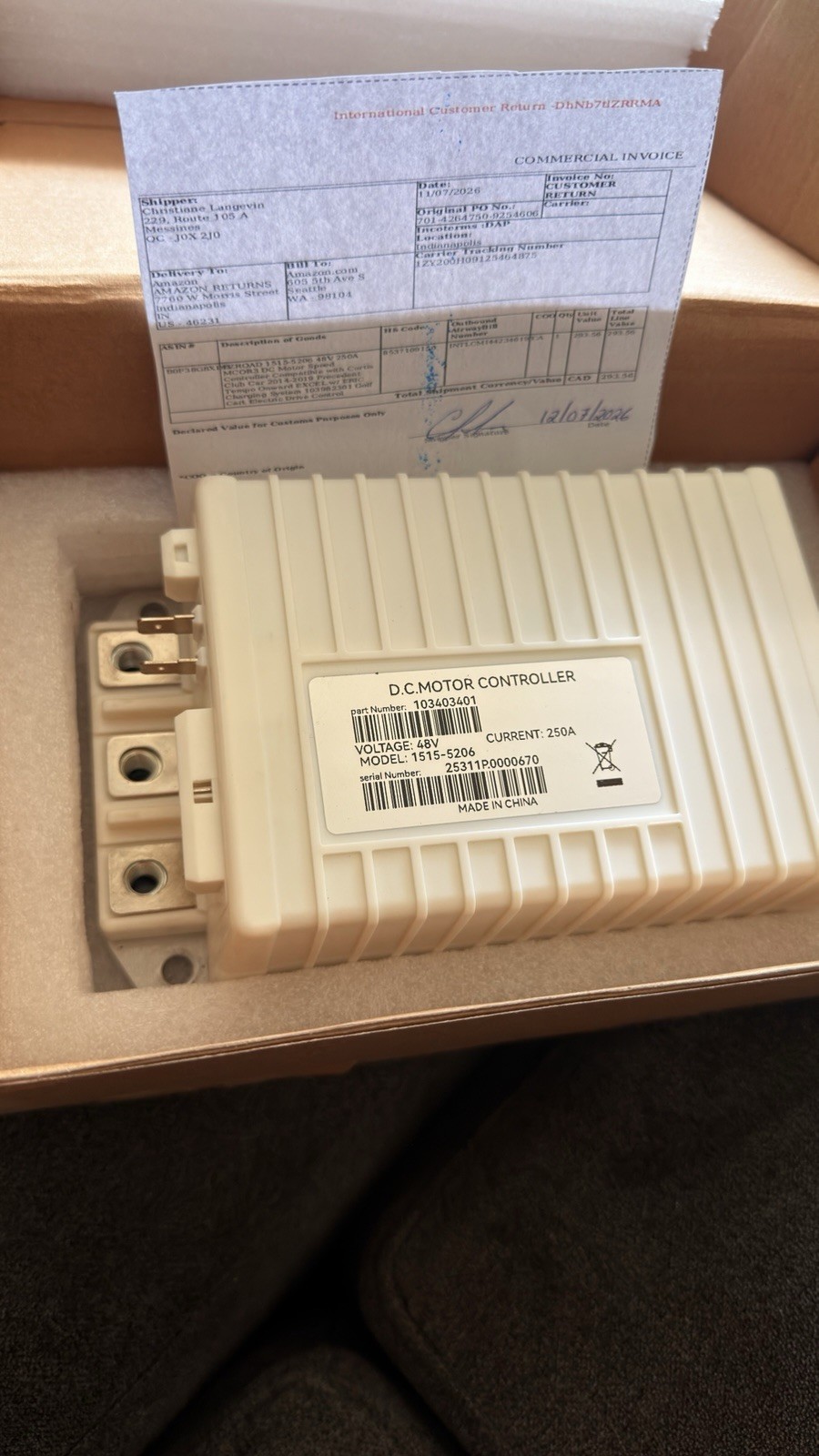 1515-5206 DC Motor Controller, 48V 250A Club Car DC Motor Controller Fits 201...