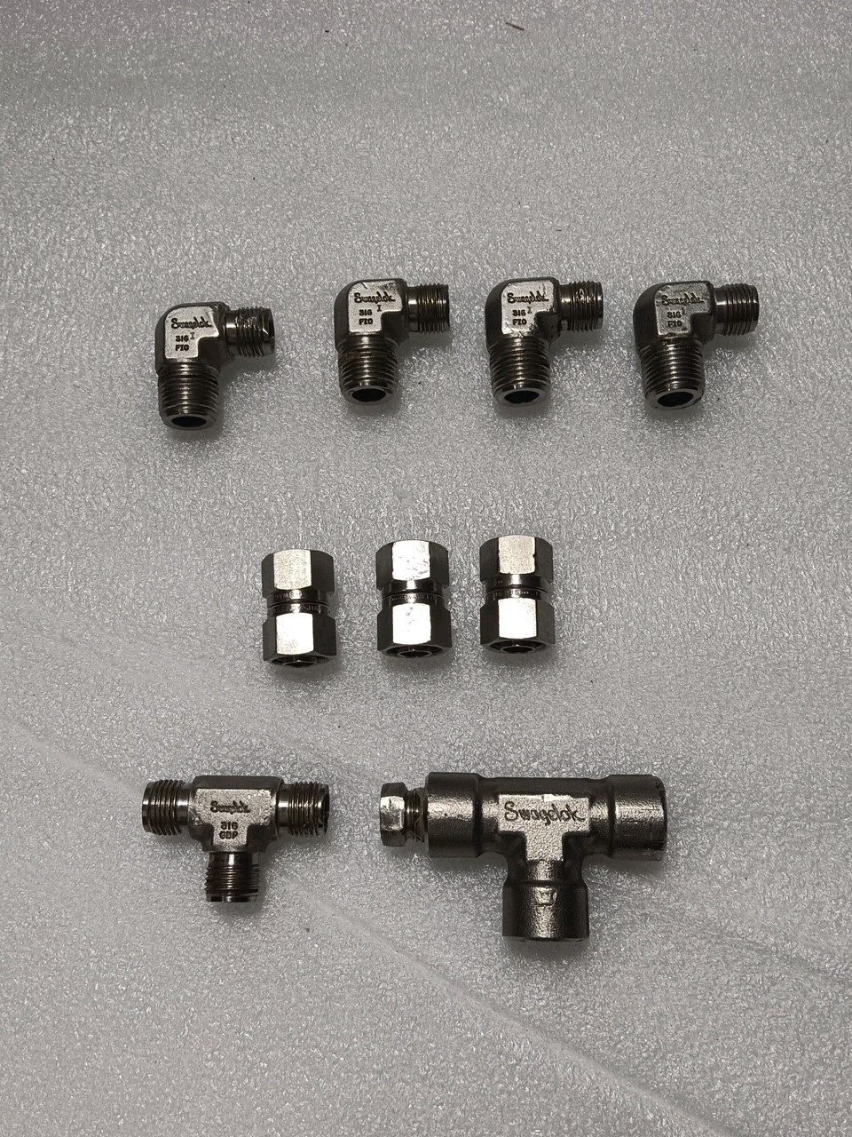 Swagelok SS Compression Fittings Tee Mixed Lot 9 pcs Instrumentation Set Swagelok SS Compression Fittings Tee Mixed Lot 9 pcs Instrumentation Set