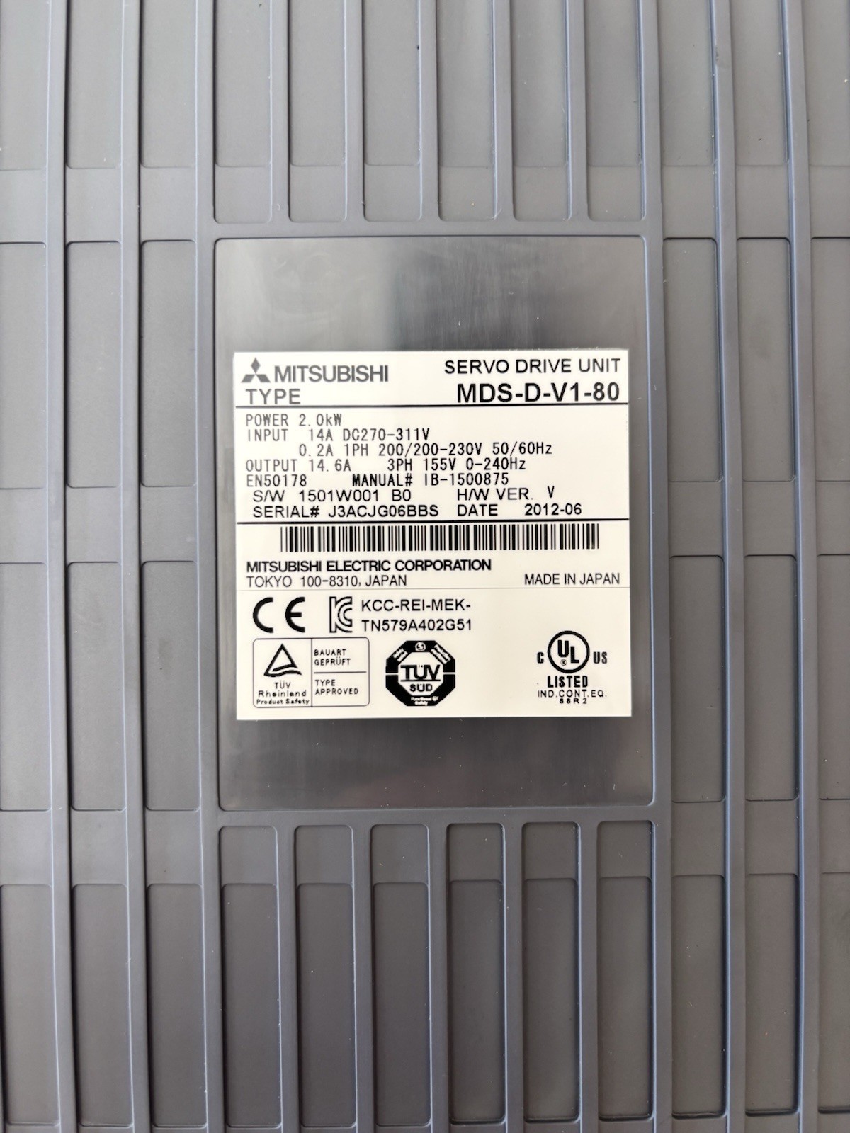 USED Mitsubishi MDS-D-V1-80 servo drive MDSDV180