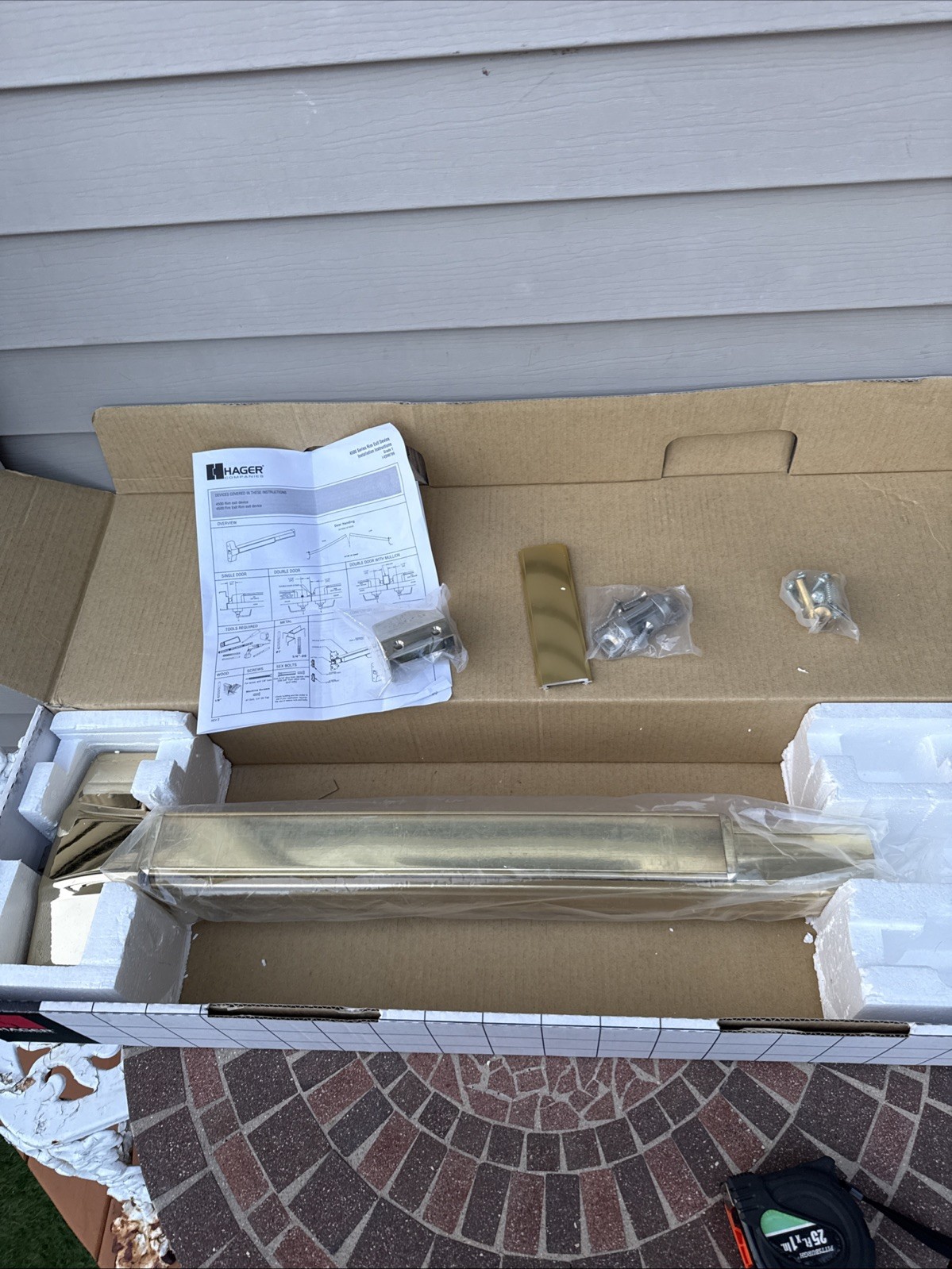 Hager 4501 Rim Exit Device 30 in. Door SATIN/BRUSHED BRASS Used Hager 4501 Rim Exit Device 30 in. Door SATIN/BRUSHED BRASS Used