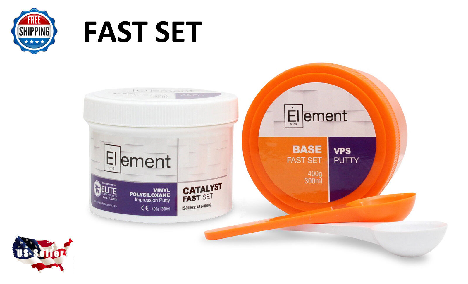 ELEMENT PUTTY FAST Set VPS PVS Dental Impression 300 ML Base & Catalyst NO BOX