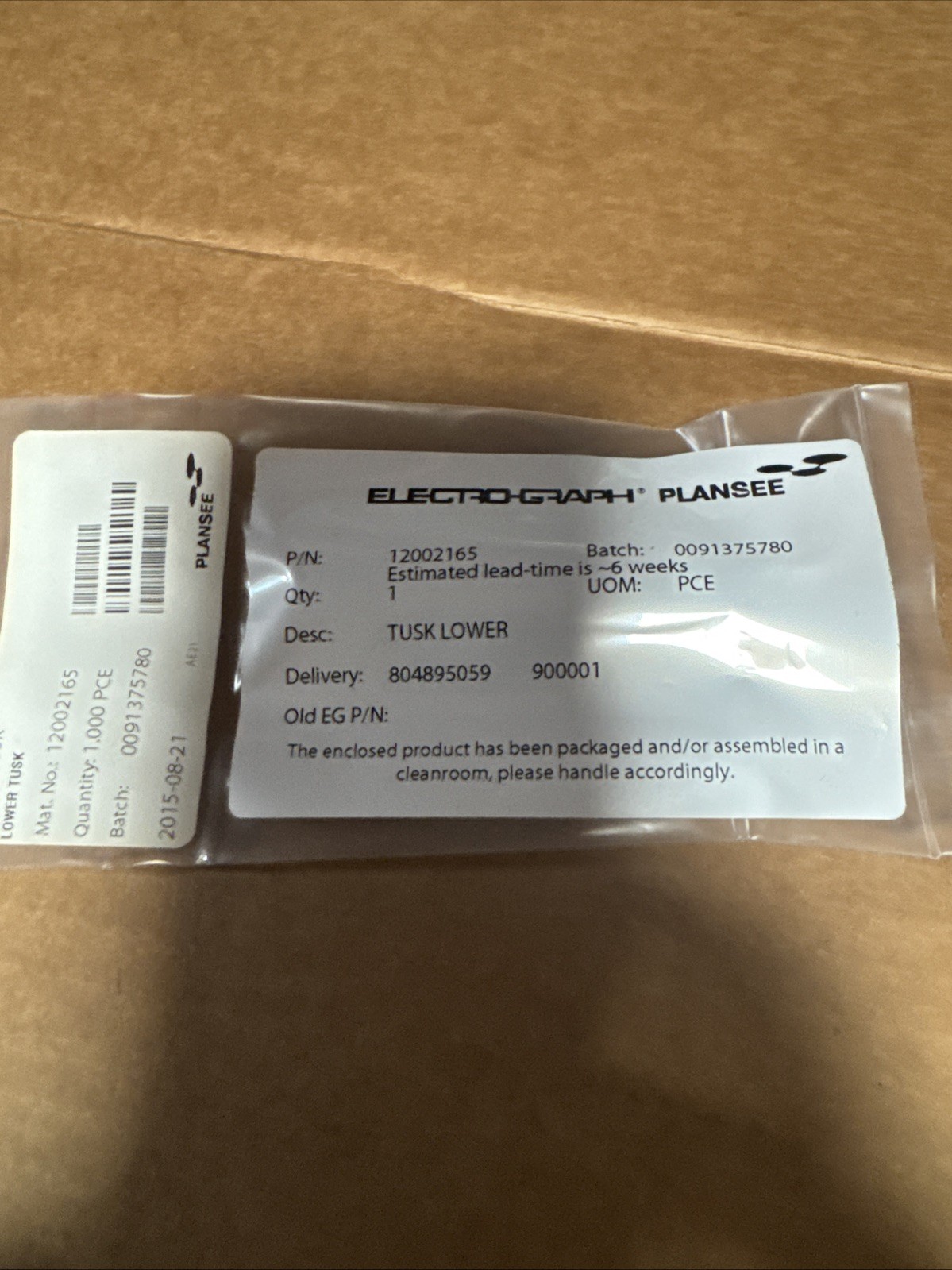 Electrograph Plansee Implanter Source Graphite. Applied, Varian, Axcellis.