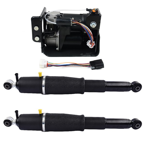 HOT-Pair Rear Air Suspension Shocks + Compressor Pump for Cadillac Escalade
