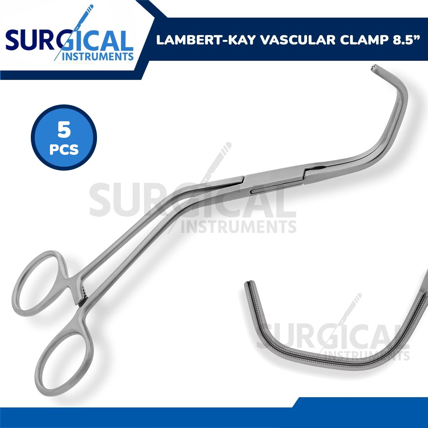5 Pcs Lambert-Kay Vascular Clamp for Aortic Anastomosis 8.5\