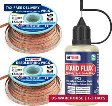 RMA Rosin Liquid Solder Flux Dropper (30 ml/1 Oz.) & No Clean Desoldering Wick B picture