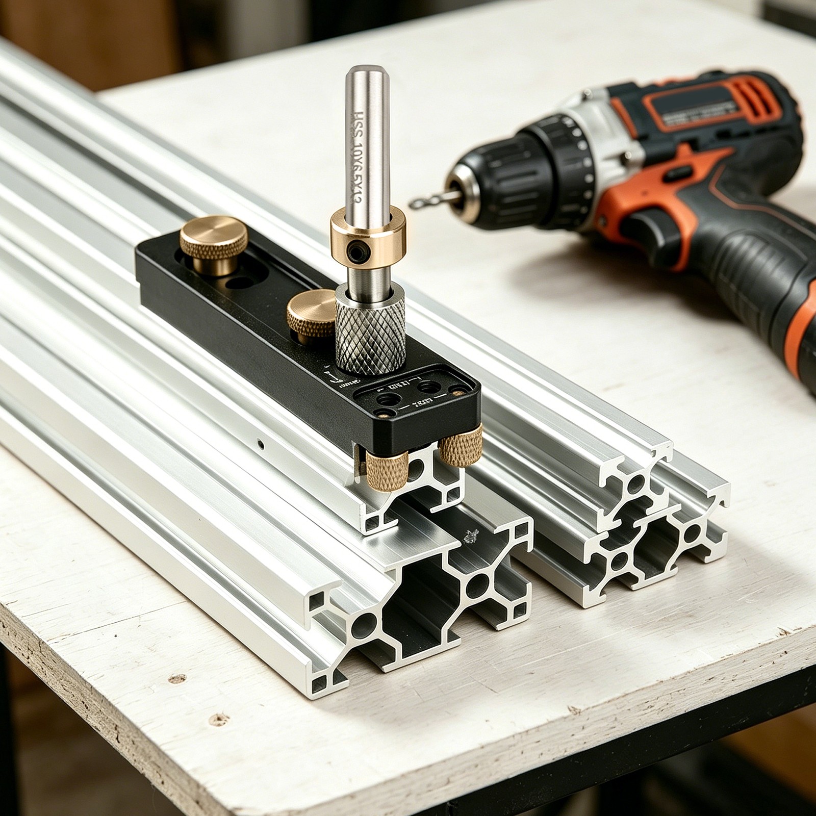 Aluminum Alloy Drill Guide, Portable Drill Jig, Precision Hole Locator Black