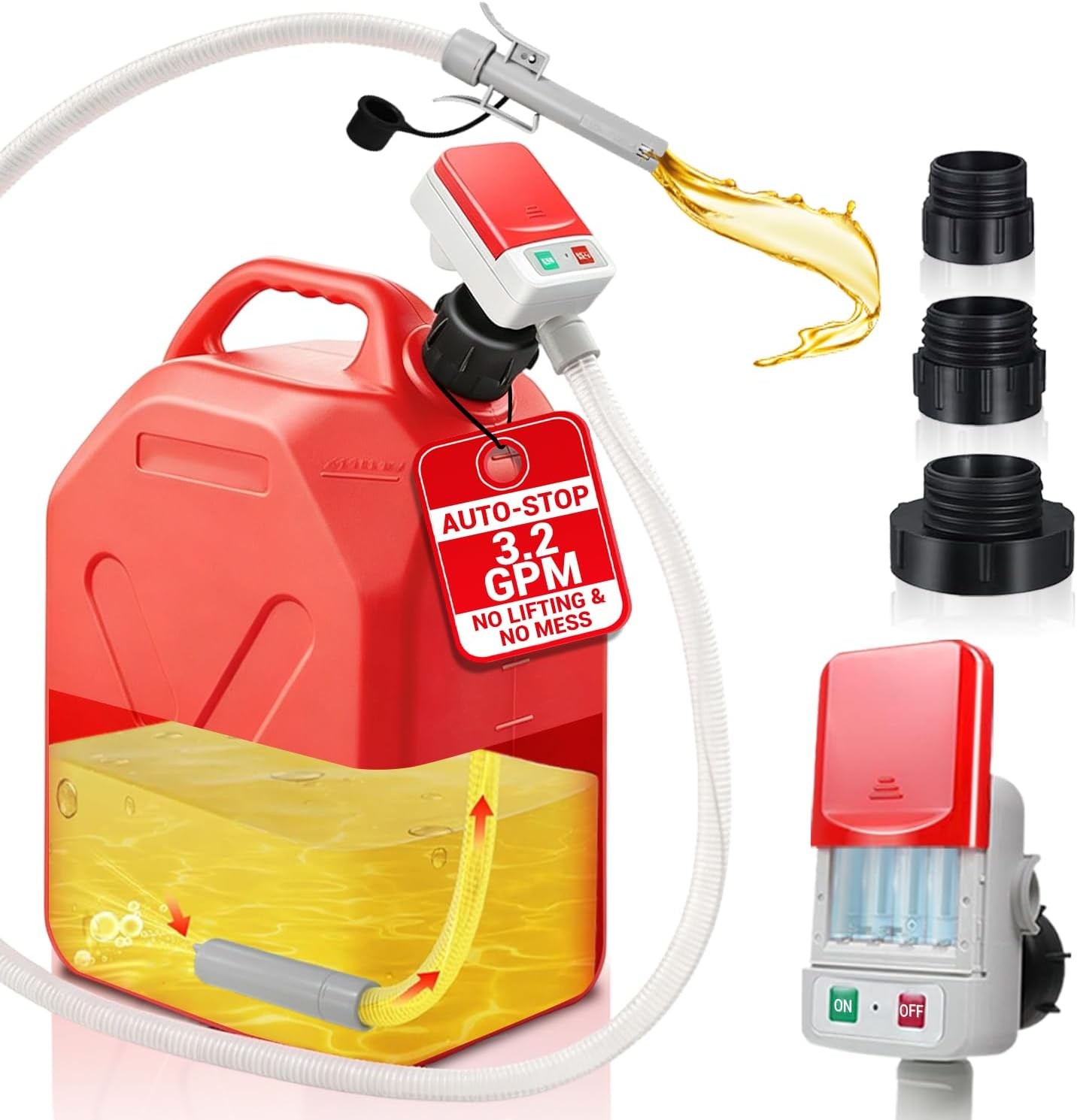 3.2GPM Electric Fuel Transfer Siphon Pump Battery Powered Fuel Transfer Pump Kit