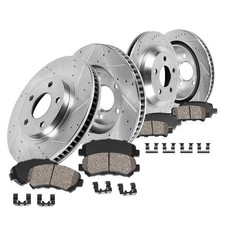 Callahan BRAKE PARTS Front and Rear Drilled Slotted Brake Disc Rotors and Cerami picture