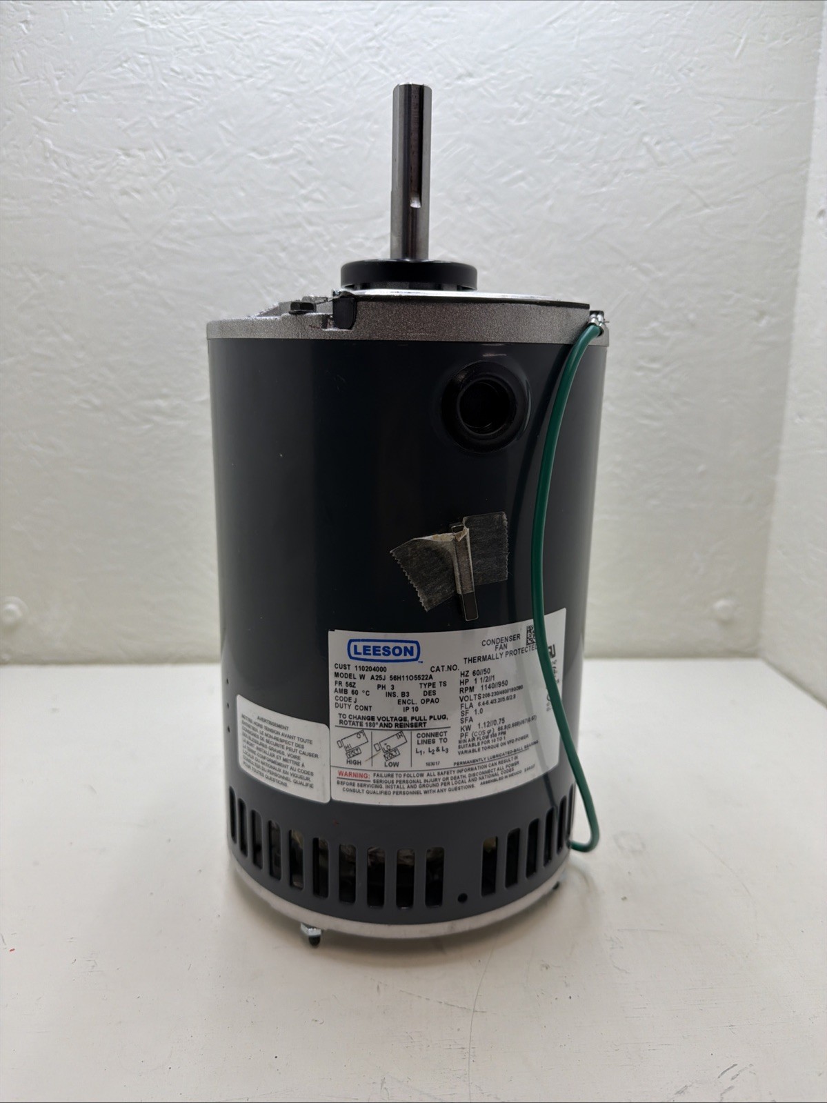 LEESON Condenser Fan Motor 1.5HP, 1140RPM, 3PH, 60HZ, A25J 56H1105522A