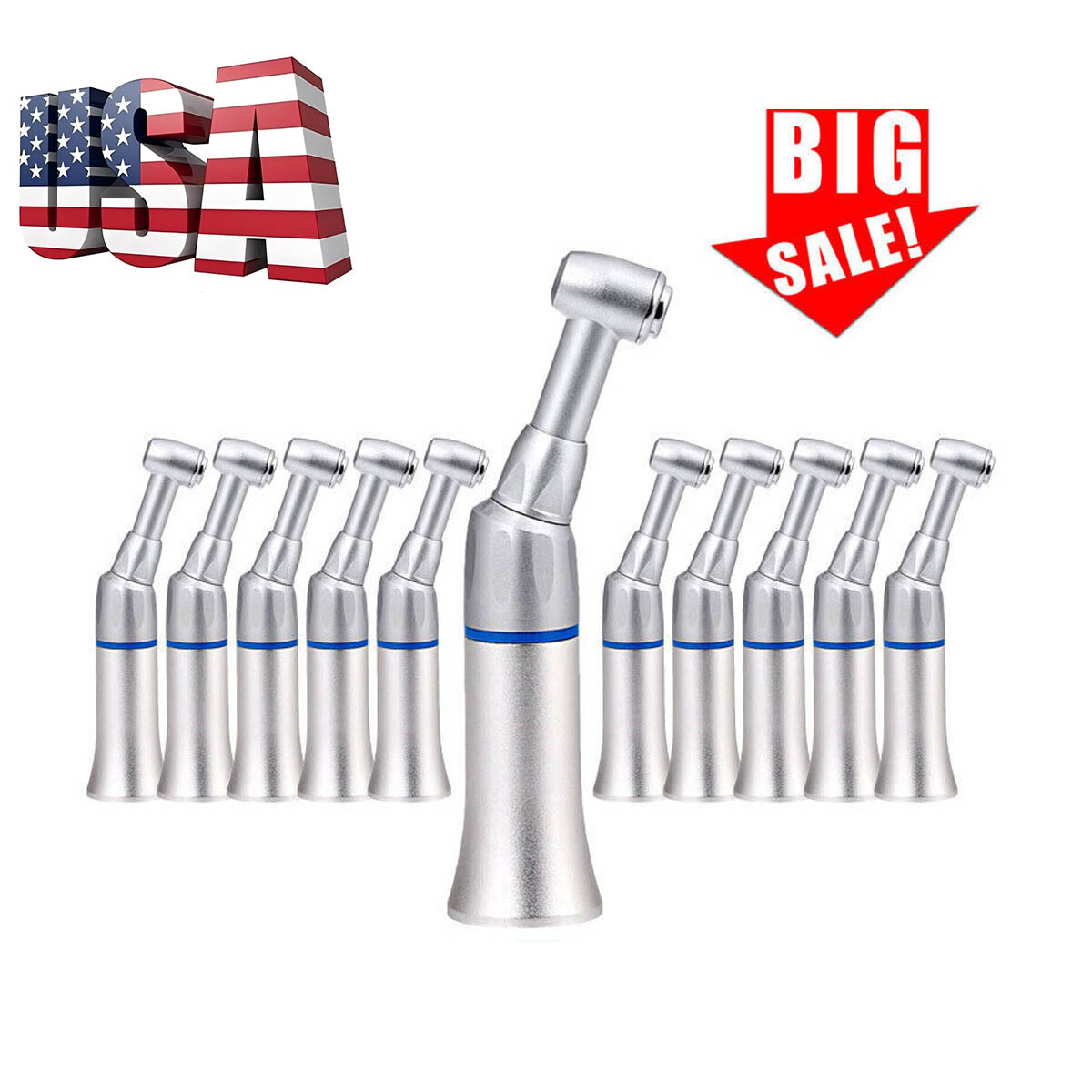 10pcs NSK Style Dental Slow Low Speed Handpiece Contra Angle Push Button E-Type
