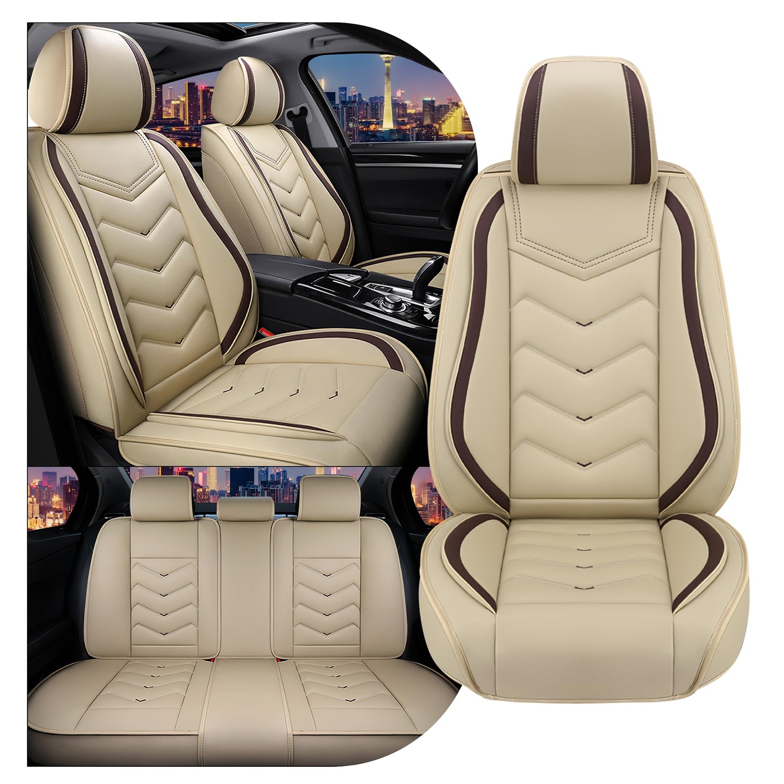 Car Seat Covers Buick Enclave 2008-2026 Nappa Leather 5 Seats Beige