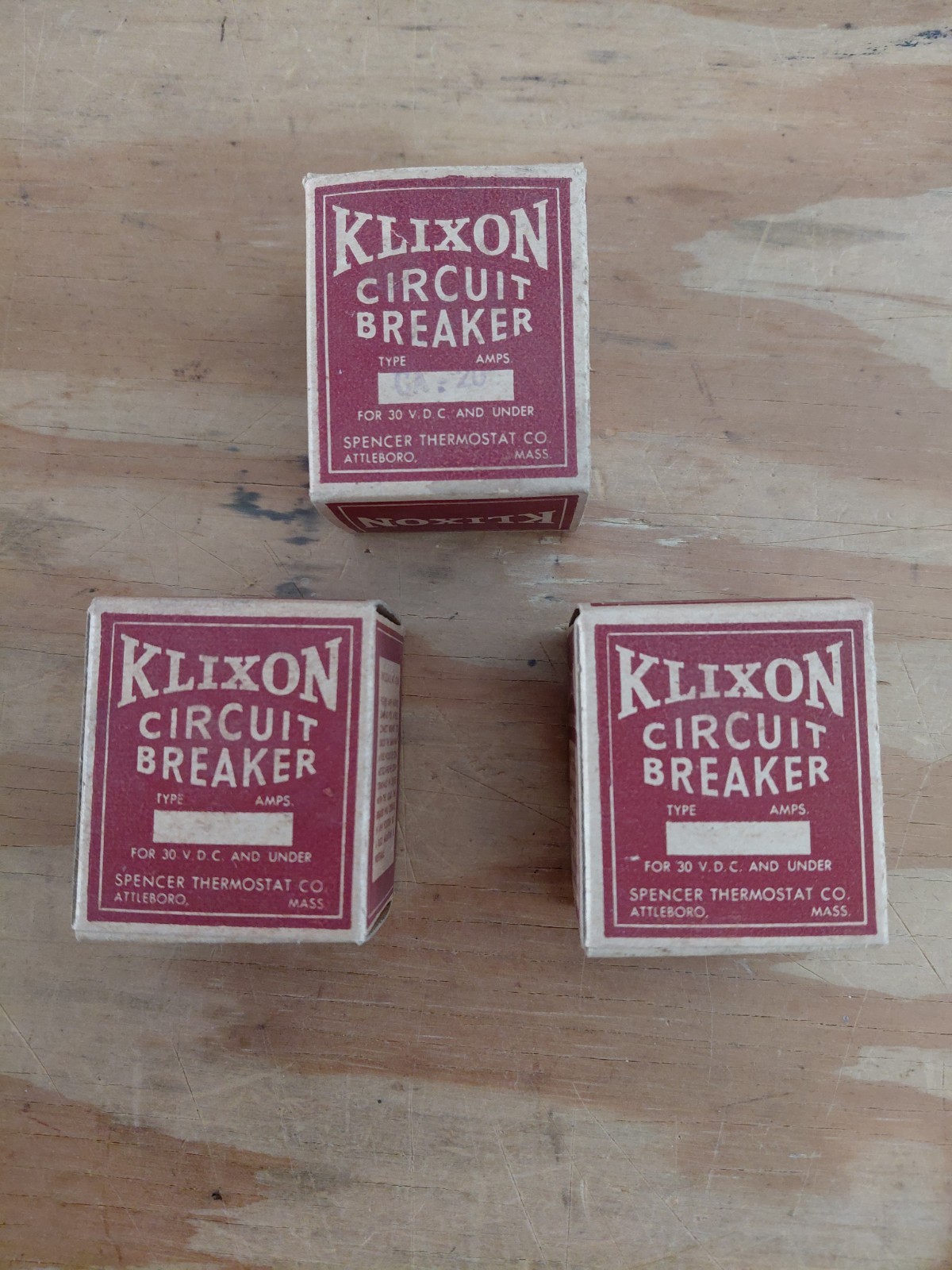 3 Vintage NOS Klixon Circuit Breaker CA-20 Clean Boxes
