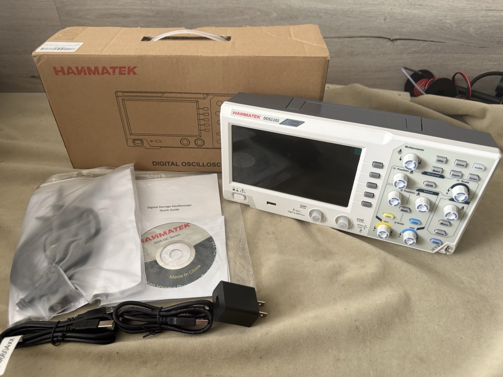 HANMATEK DOS1102 110MHz 1GSa/s 2CH Digital Oscilloscope Kit with 7” LCD Screen