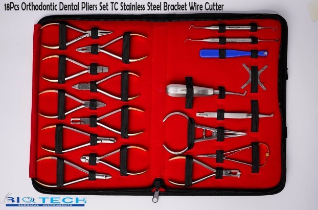 18Pcs Orthodontic Dental Pliers Set TC Stainless Steel Bracket Wire Cutter