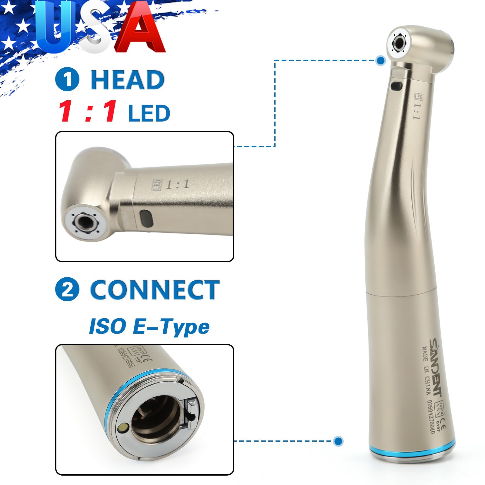Dental 1:1/1:5/1:4.2/6:1/8:1/16:1/10:1 (LED) Contra Angle Handpiece NSK Style