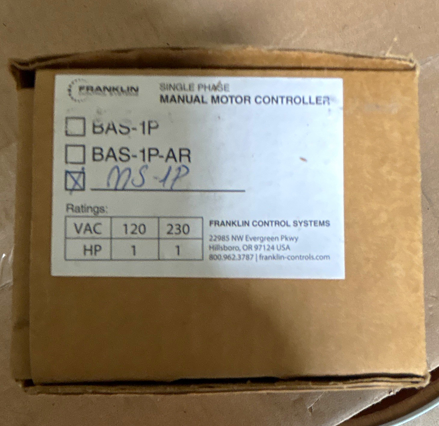 Greenheck MS-1P Manual Motor Starter Controller Open Enclosure Toggle Operator