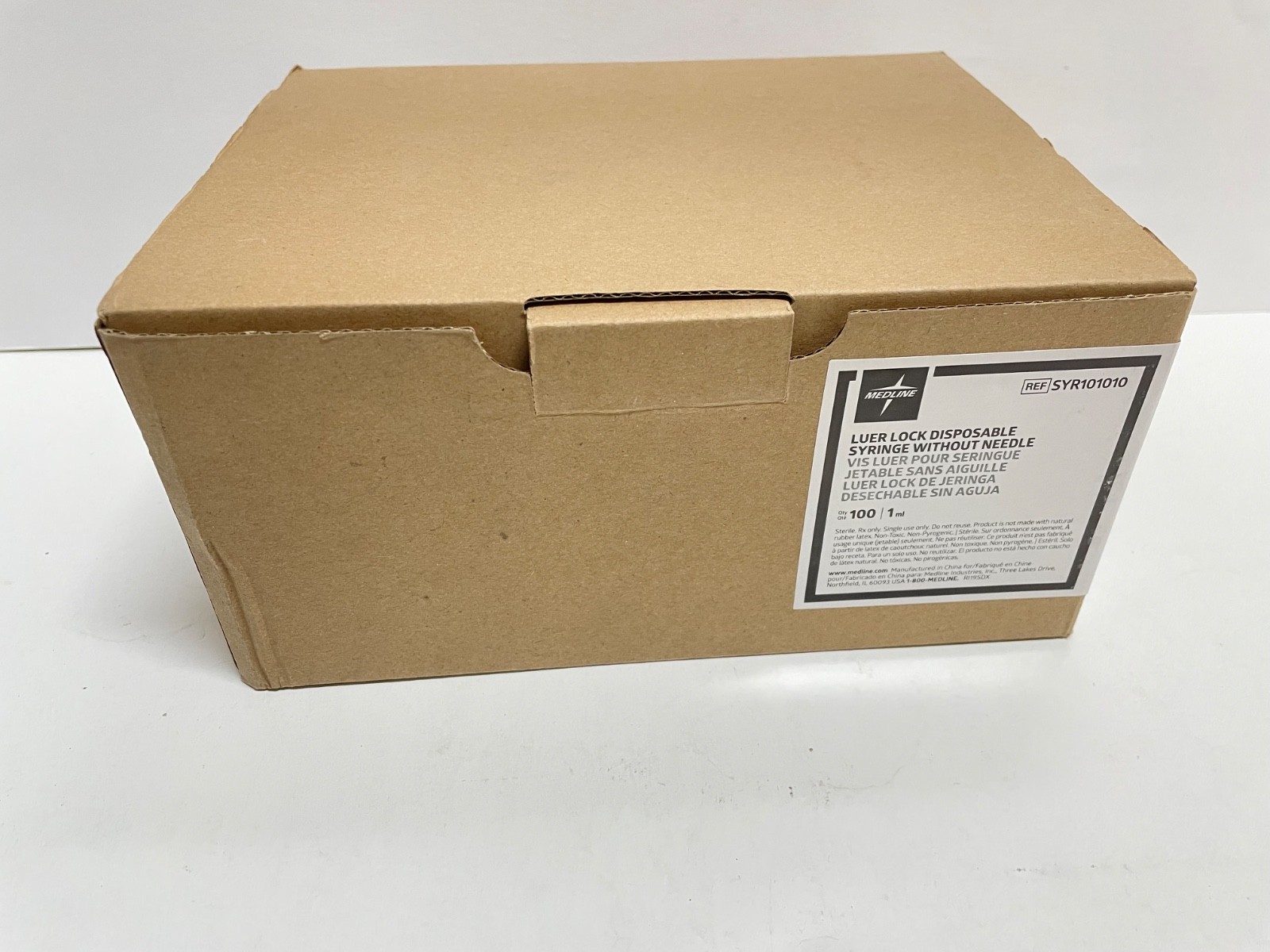 100 Count - Medline 1ml SYR101010 Sterile Disposable Exp. 9/2025