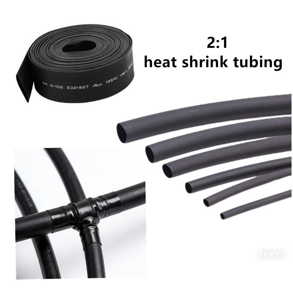 10M/30ft  Heat Shrink Tubing Tube Black   2:1  （without Glue）