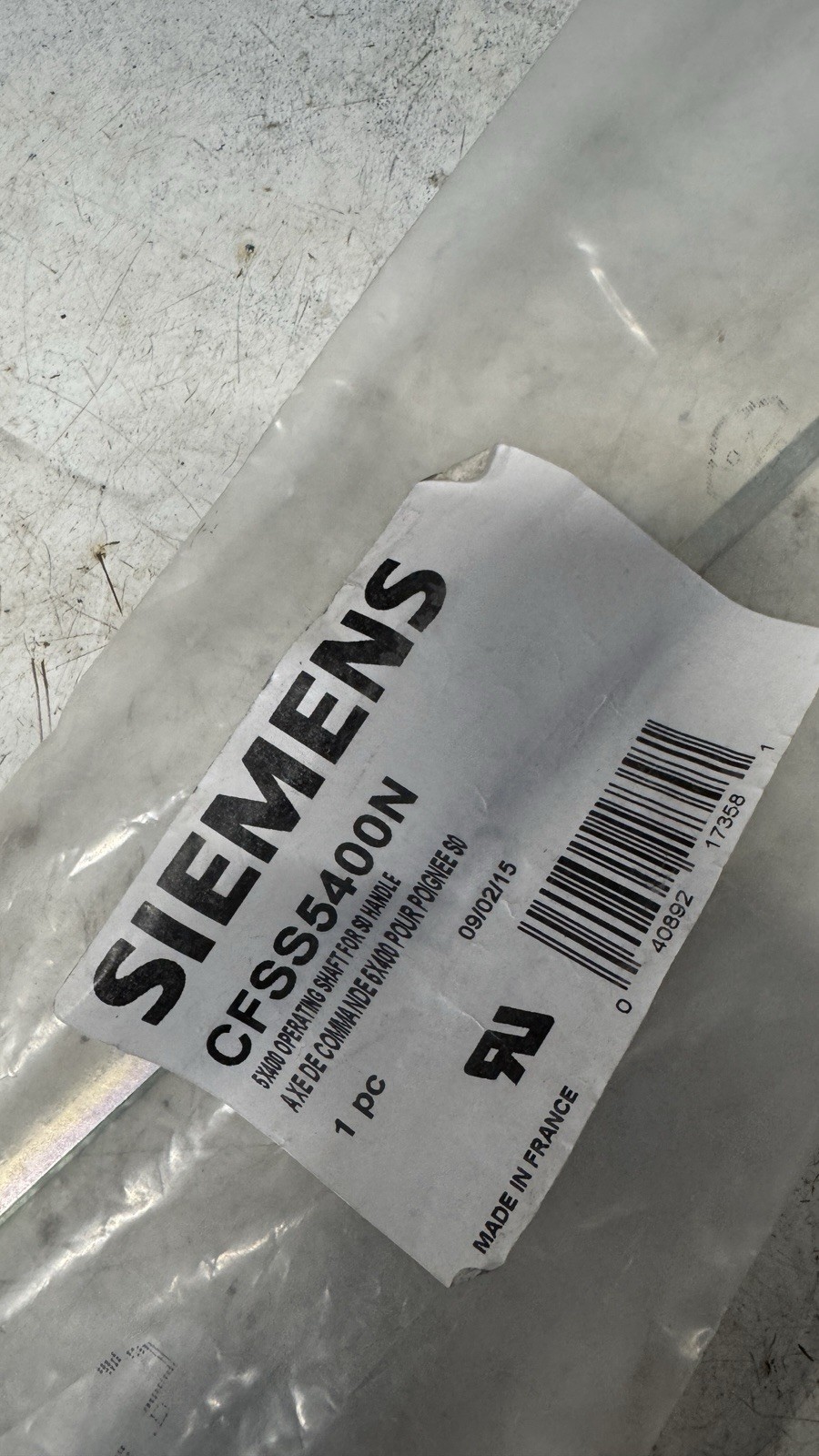 Siemens CFSS5400N 5X400 Operating Shaft For SO Handle