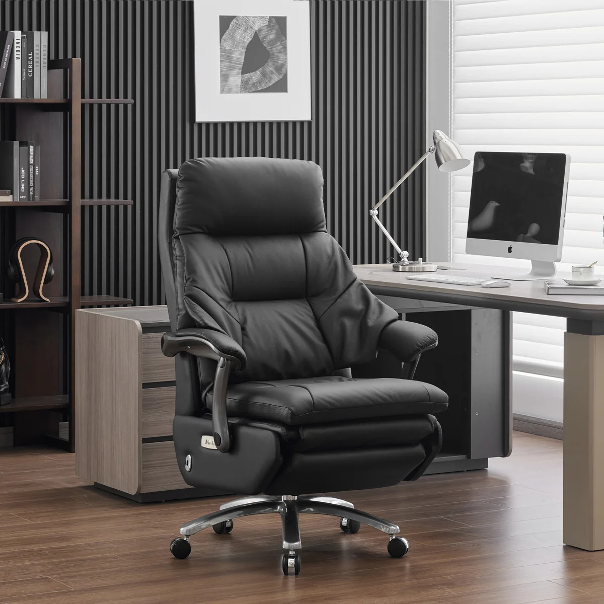 Electric Reclining Big and Tall Ergonomic Executive Office Chair Black