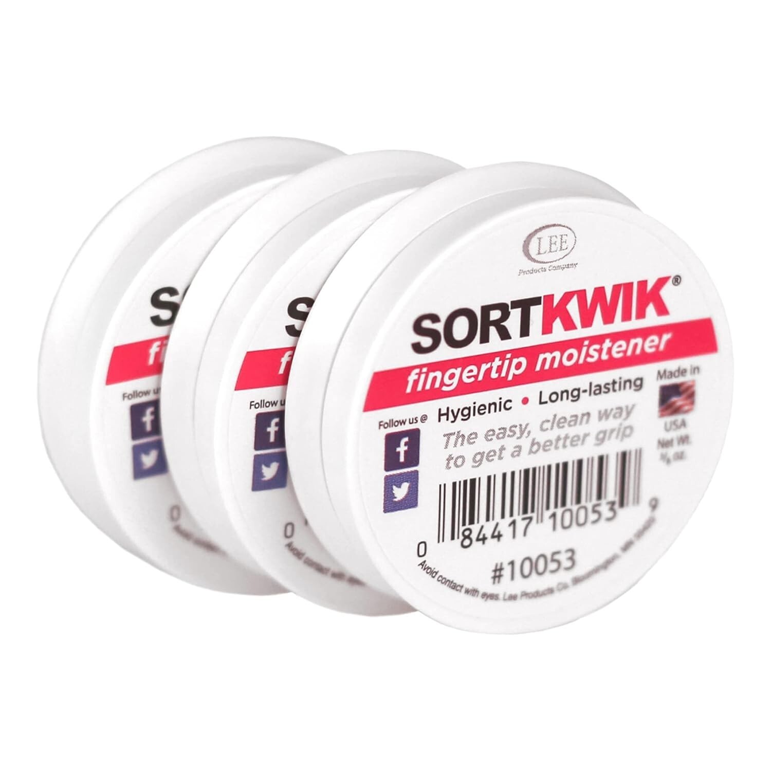 Lee Sortkwik Fingertip Moistener 50% Recycled Pink 0.63 Oz Pack of 3
