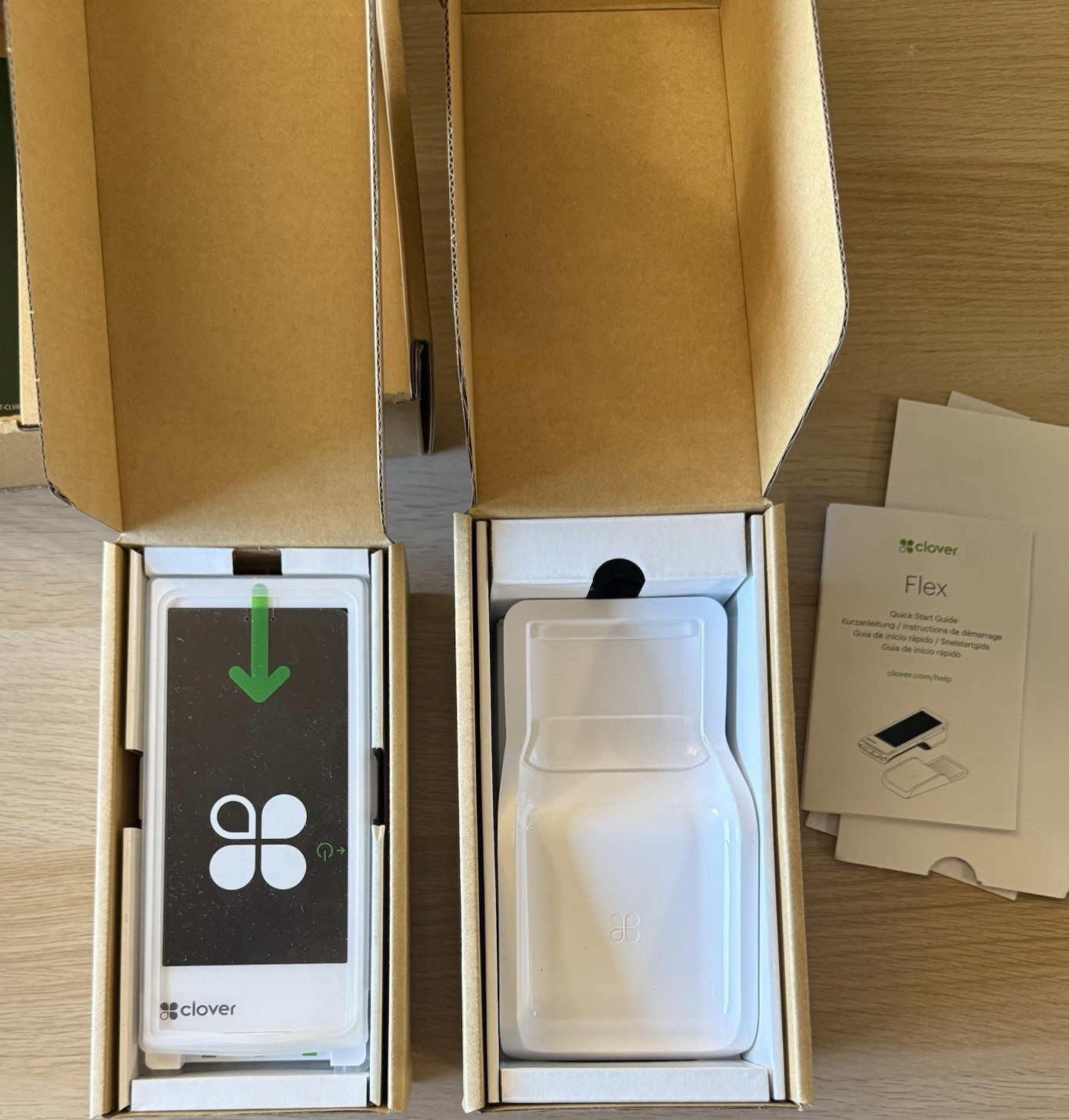Clover Flex 4 Wireless Credit Card Terminal w/ Cradle, Model C406, Android Clover Flex 4 Wireless Credit Card Terminal w/ Cradle, Model C406, Android