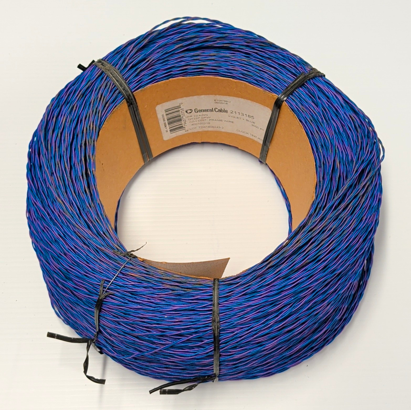 General Cable 2113185 Dist. Frame Wire 22 AWG Copper Violet/Blue 3000 ft
