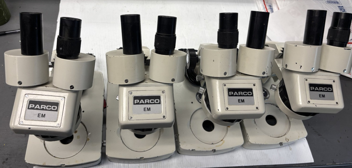 LOT OF 4 MICROSCOPE PARCO EM UNTESTED SOLD AS-IS LOT OF 4 MICROSCOPE PARCO EM UNTESTED SOLD AS-IS