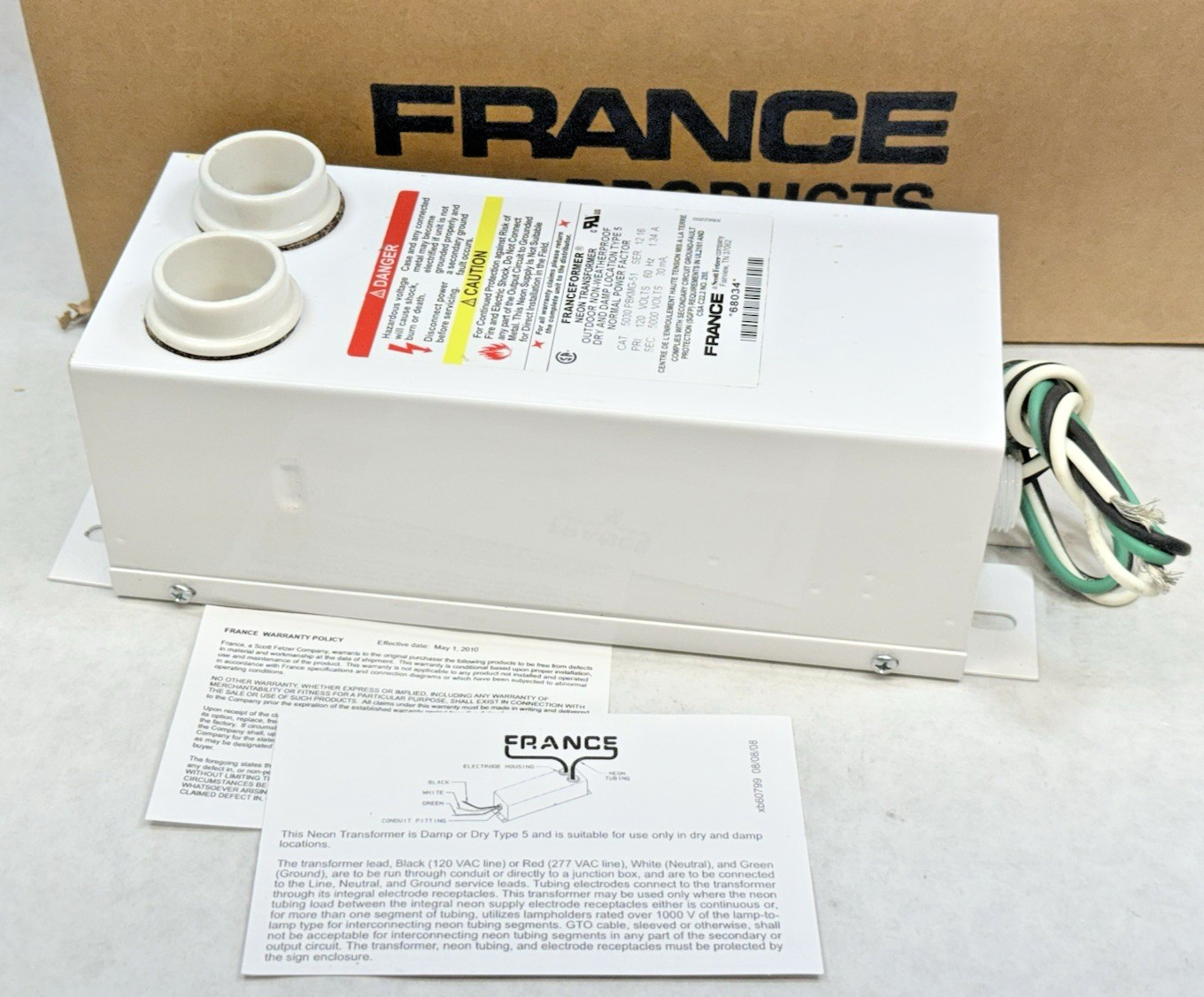 NEW France 5030 PBKMG-51 Electrode Receptacle Neon Transformer 120V / 5kV, 30mA