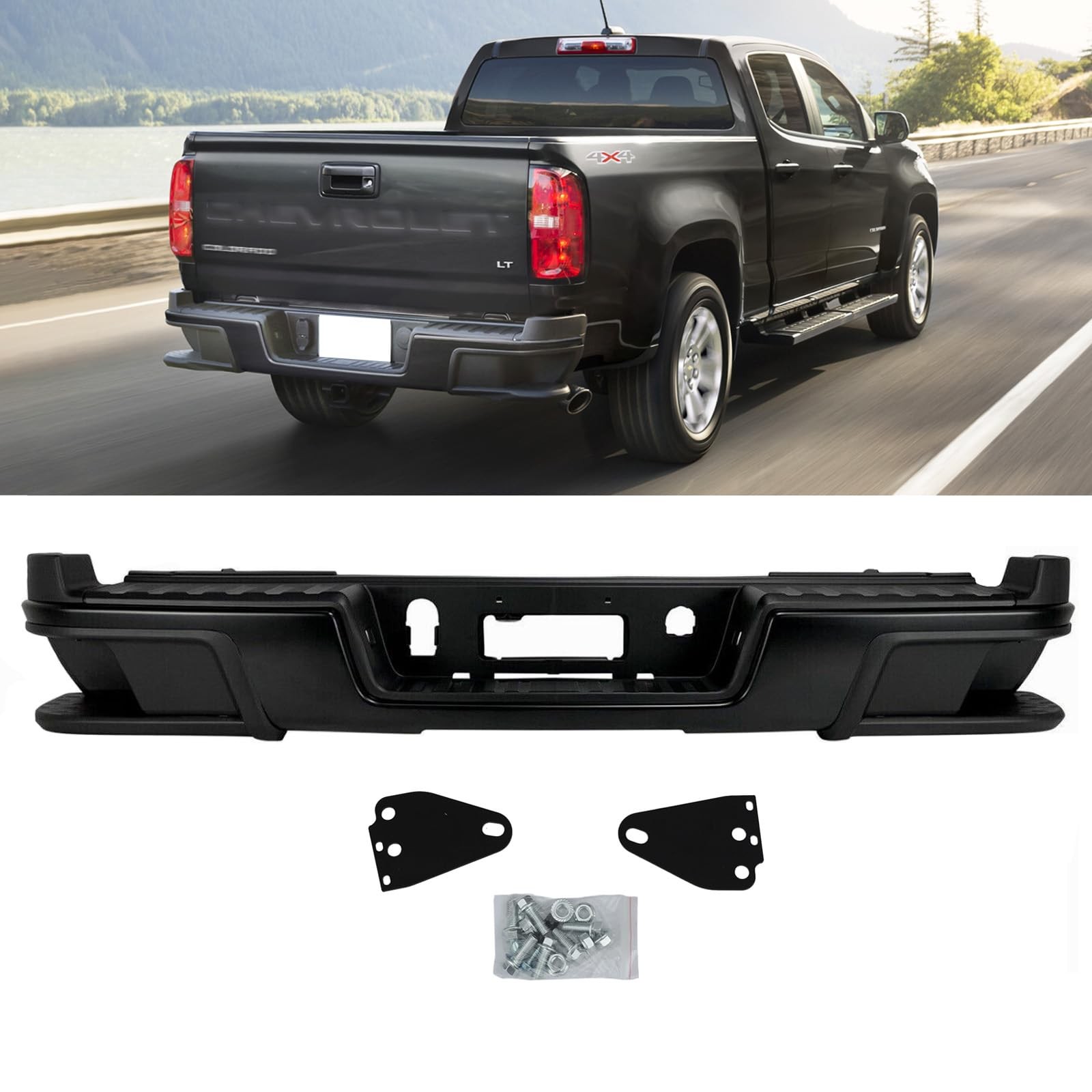 Black Rear Step Bumper For Chevy Colorado GMC Canyon 2015-2022 GM1103180