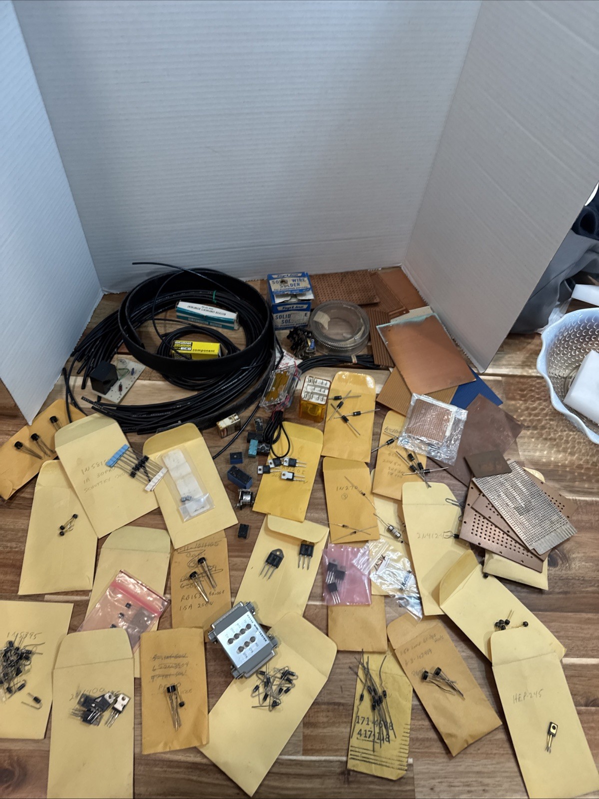 Vintage Semiconductor Diodes Boards Solder Lead Wire Heat Shrink Relays & More
