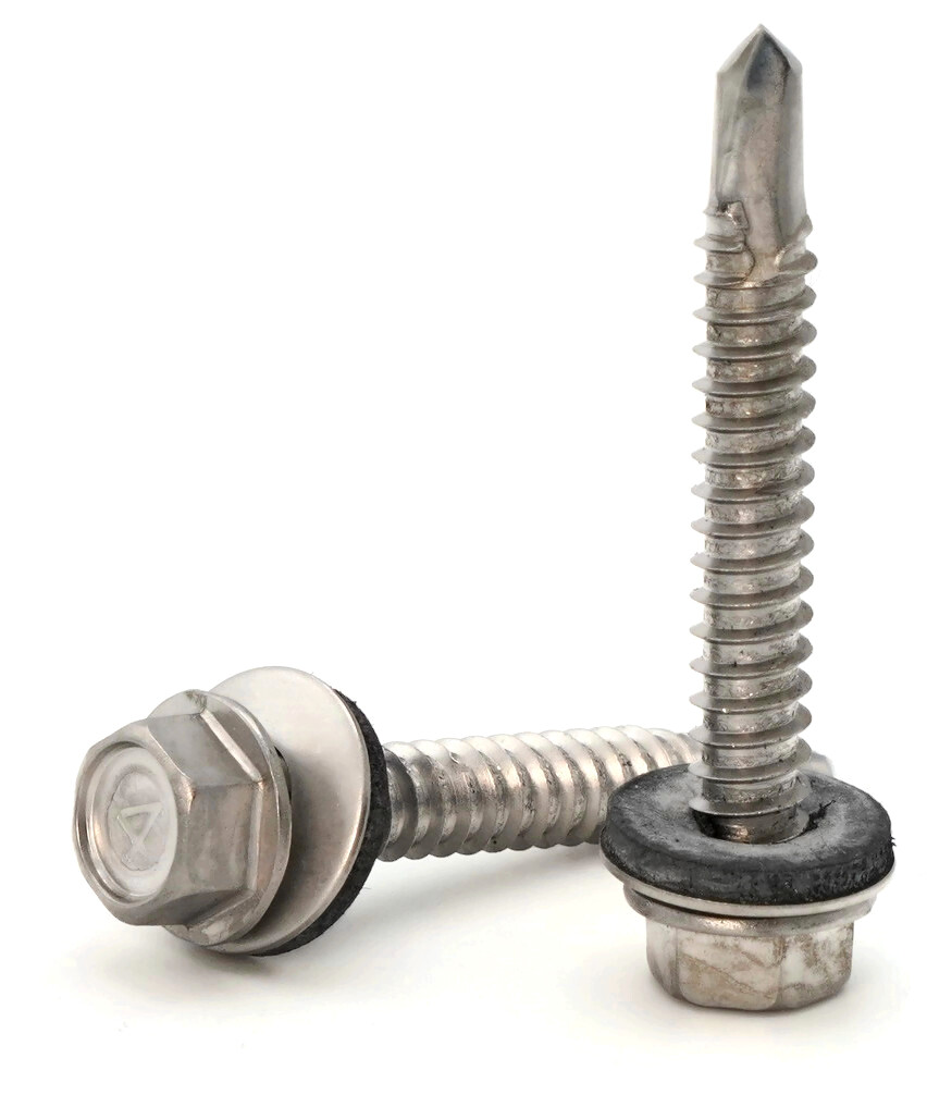 #10 Self Drilling Roofing Screws Hex Washer Head EPDM Rubber 410 Stainless Steel