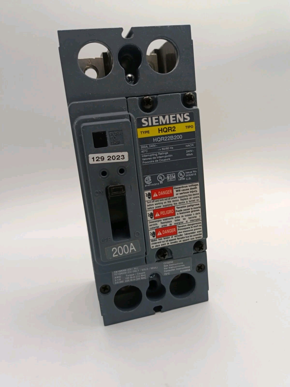SIEMENS HQR22B200 BREAKER 2POLE 200A 240V NEW Surplus