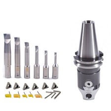 NEW CAT40 2INCH BORING HEAD SET WITH 6 INDEXABLE BORING BAR AND 6 CARBIDE INSERT picture