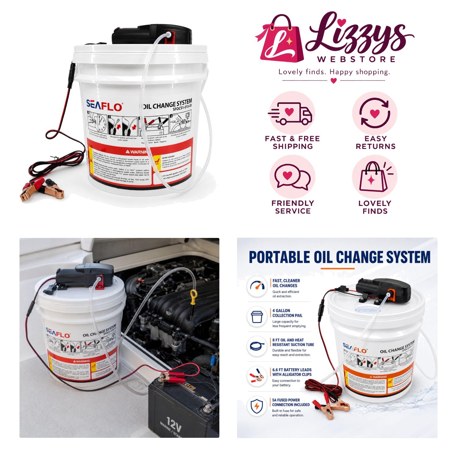 Effortless 12V Oil Change System – 3.7 Gallon Portable Pump with 4-