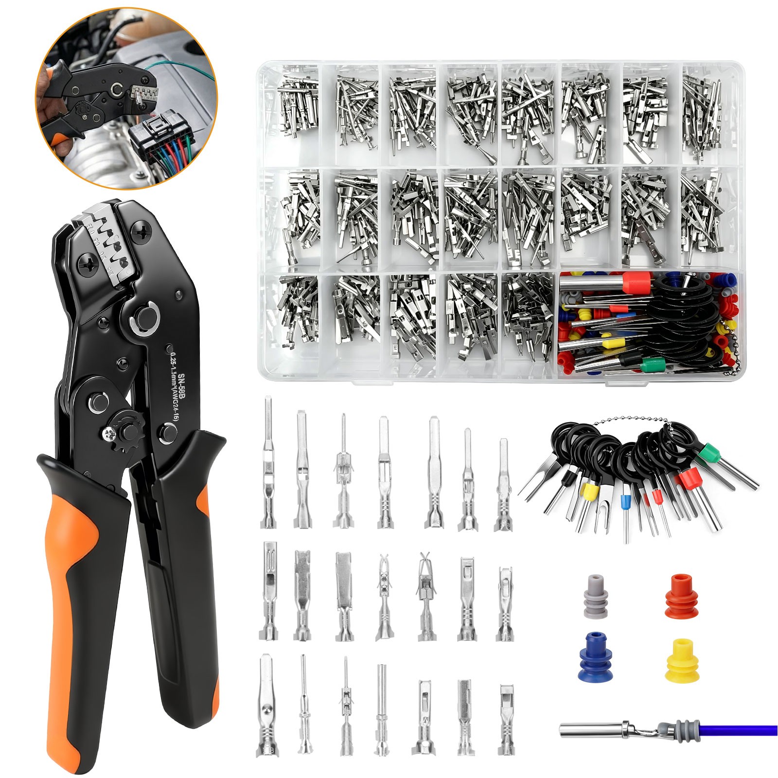 820PCS Electrical Connector Pin Repair Kit Ratchet Crimp Tool Terminal Extractor 820PCS Electrical Connector Pin Repair Kit Ratchet Crimp Tool Terminal Extractor