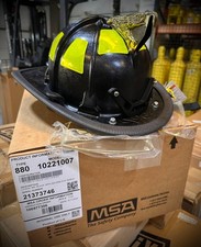 NEW MSA Black Cairns 880 Traditional Thermoplastic Fire Helmet with NFPA Bourkes picture