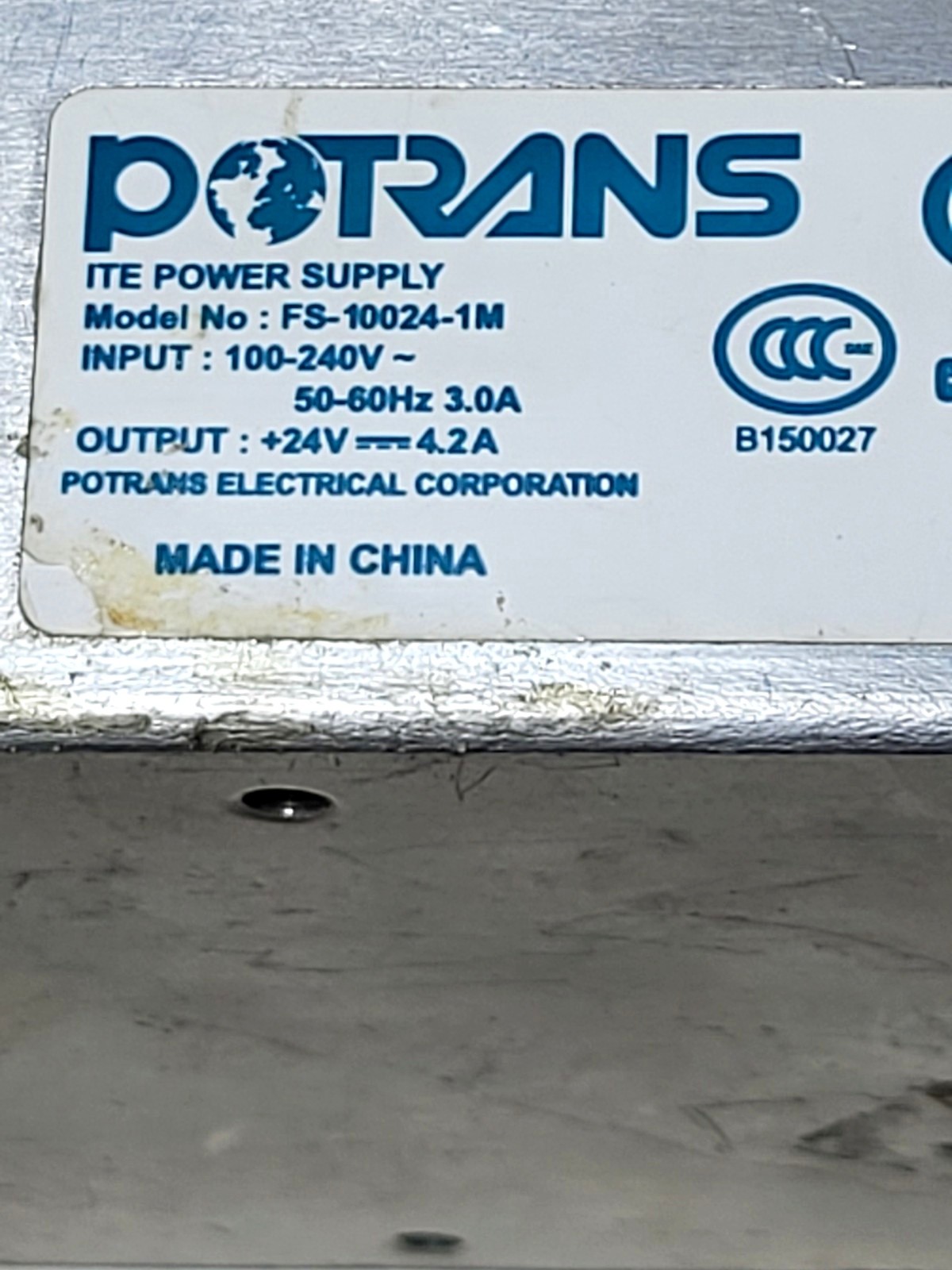 POTRANS FS-10024-1M Switching Power Supply 100W 24V 4.2A Adj Output POTRANS FS-10024-1M Switching Power Supply 100W 24V 4.2A Adj Output