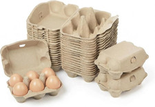 40 Pack Half Dozen Egg Cartons Bulk 6 Count, Empty Natural Paper Pulp Egg picture
