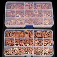 100-400 Pcs Copper Flat Washer Gasket Assortment Kit M4-M14 Sump Plug Seal Set picture