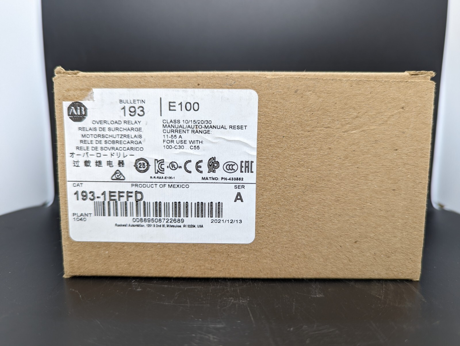 NEW Allen Bradley 193-1EFFD Overload Relay 11-55A NEW IN BOX USA