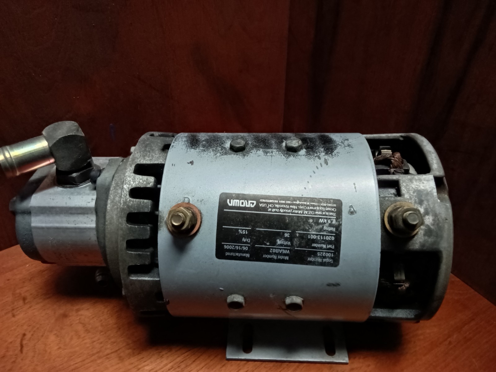 Crown 36V DC Hydraulic Pump Motor Assembly 020113-001 W6AB02 | 7.9 kW Tested