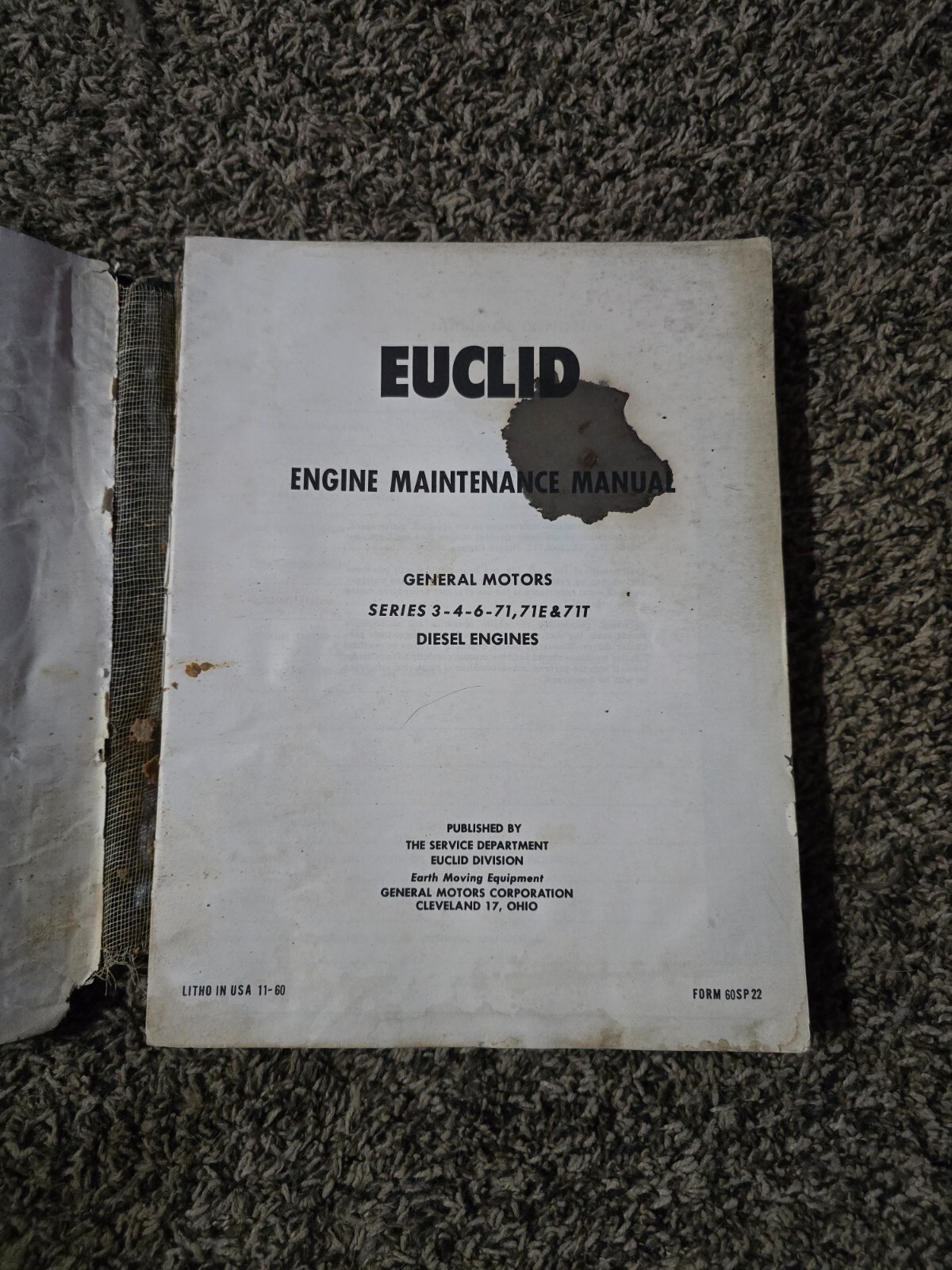 Used Euclid Engine Maintenace Manual Series 71, 71E, and 71T Diesel Engines
