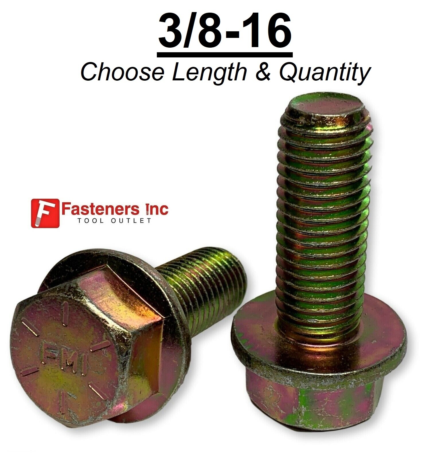 3/8-16 Grade 8 Flange Frame Bolt Yellow Zinc Plated (All Sizes & Qty's) 3/8