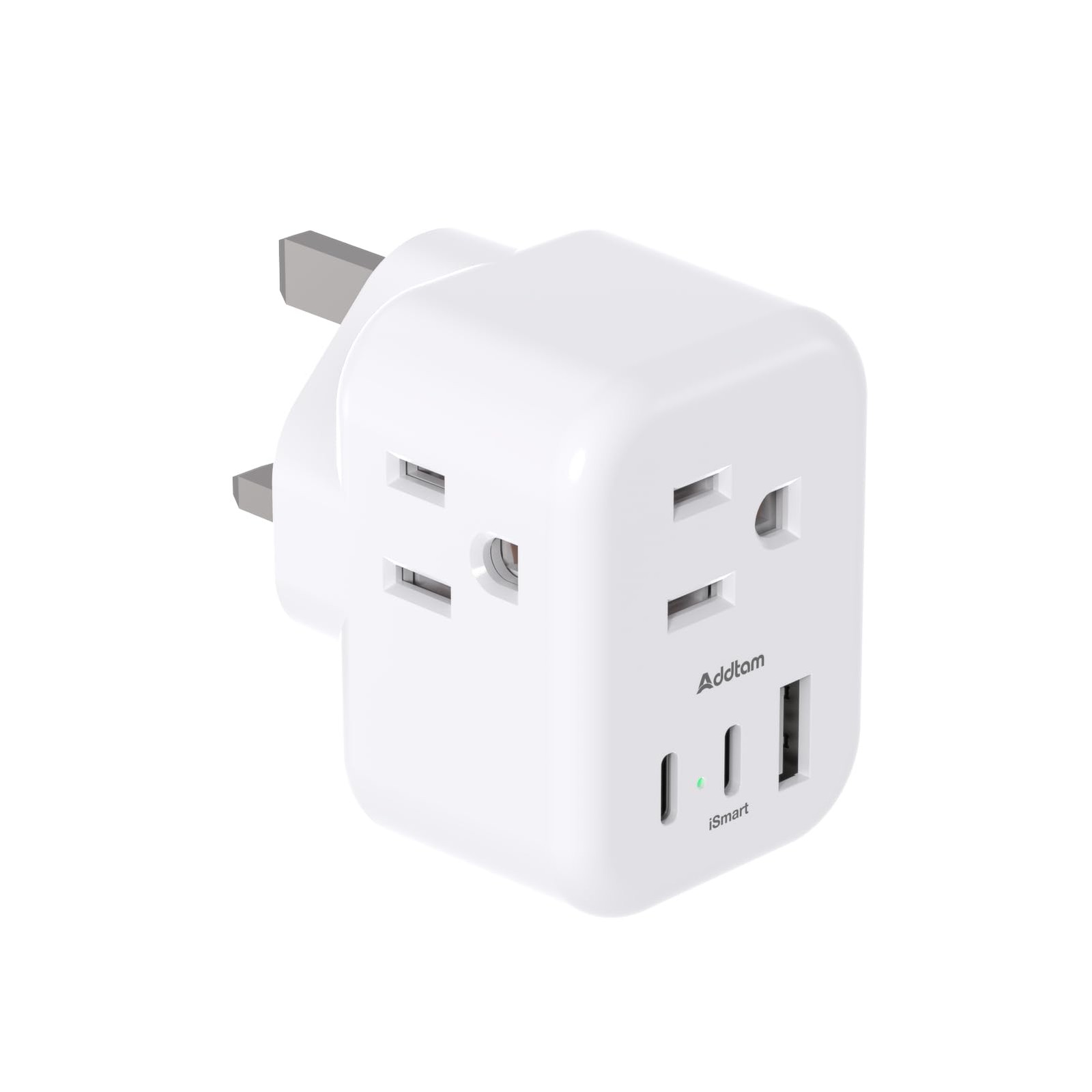 Addtam US to UK Ireland Travel Plug Adapter, Type G Power Adapter white